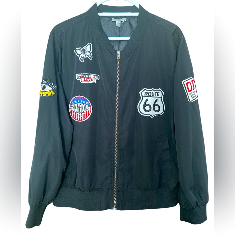 Casting LA Retro Style Black Bomber Jacket with Patches size 2XL